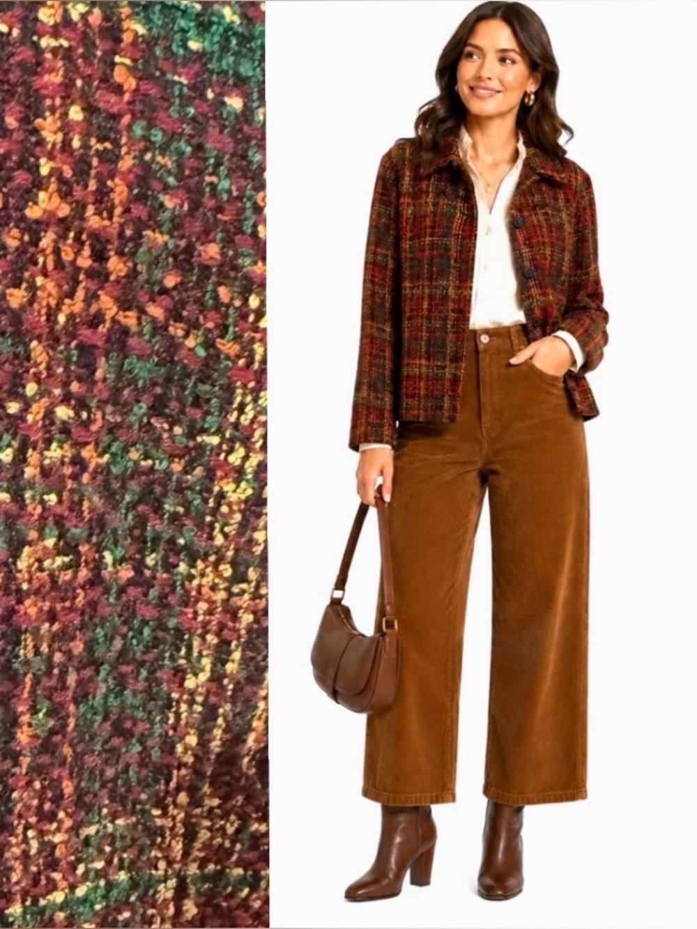 Coldwater Creek, Multicolor Tweed Fall Jacket Brown Green Classic, Size M